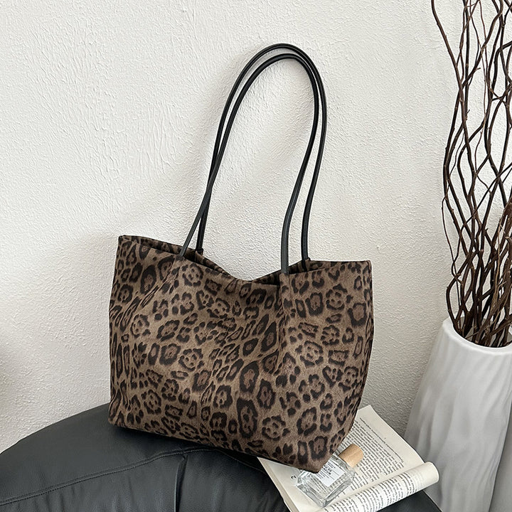 Damen Shopper Tasche aus luxuriösem Wildleder mit Leopardenmuster Nord Taschen