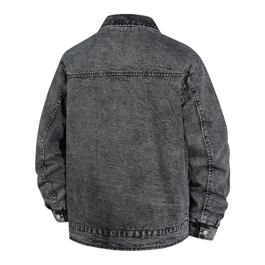 Herren Oversized Jeansjacke mit Stonewash-Effekt und aufgesetzten Taschen Nord Taschen