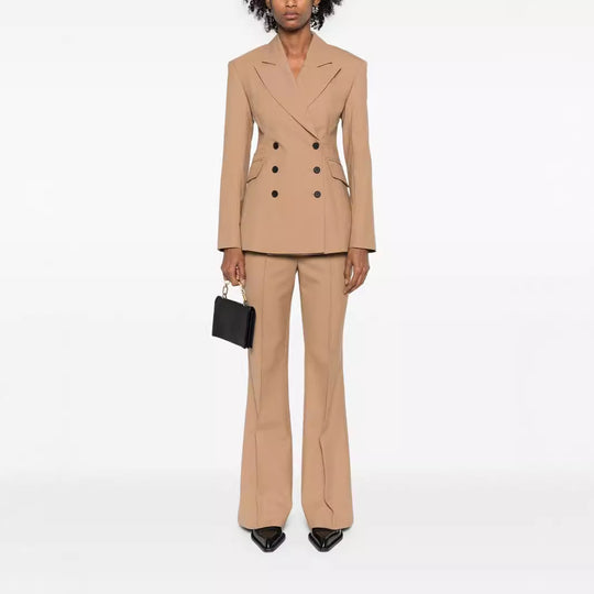 Damen Hochtaillierte ausgestellte Wollmix‑Tailoring‑Hose mit Bügelfalte Nord Taschen