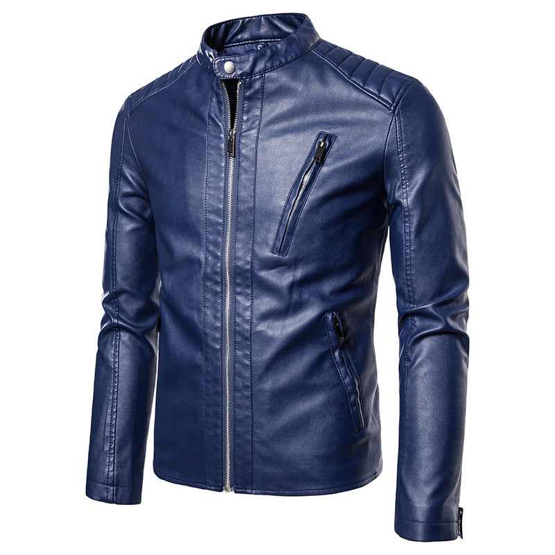 Herren Modische Kunstlederjacke im Biker-Stil Nord Taschen