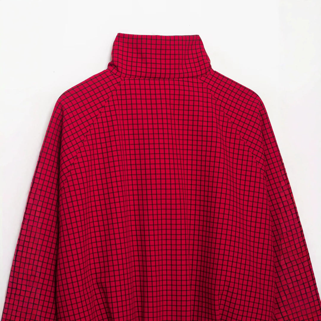 Damen Karierte Cropped-Boxy-Übergangsjacke mit hohem Stehkragen und Reißverschluss Nord Taschen