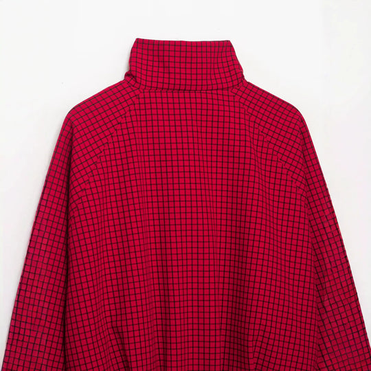 Damen Karierte Cropped-Boxy-Übergangsjacke mit hohem Stehkragen und Reißverschluss Nord Taschen