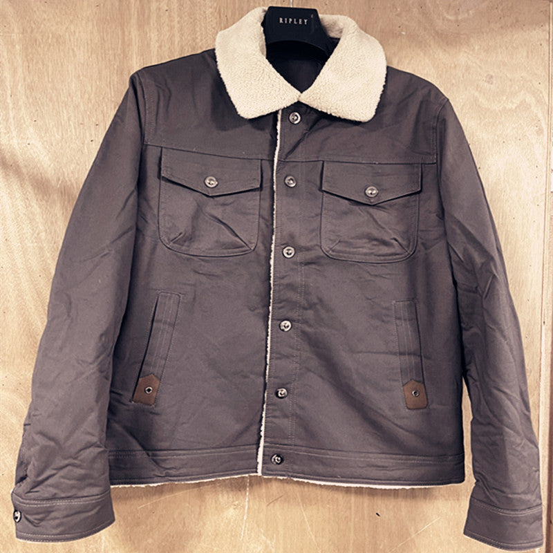 Herren Utility-Arbeitsjacke aus Canvas mit Kunstfellkragen und gesteppter Innenfütterung Nord Taschen