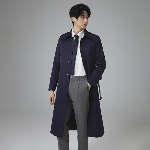 Herren Trenchcoat mit Taillengürtel, Schulterklappen und klassischer Knopfleiste Nord Taschen