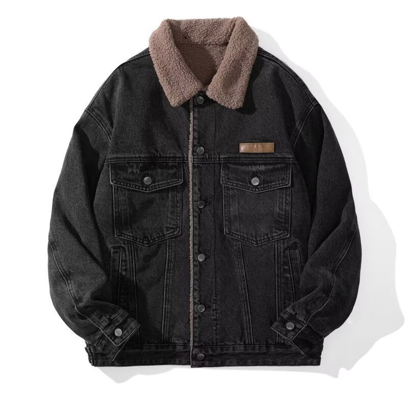 Herren Lässige Denimjacke mit Teddy-Futter Nord Taschen