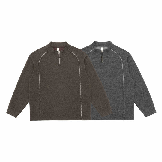 Herren Halbzip-Sweatshirt mit Stehkragen und Kontrastnaht Nord Taschen
