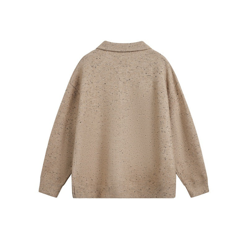 Damen Oversize-Polo-Pullover aus Mélange-Feinstrick mit Polokragen und Knopfleiste Nord Taschen