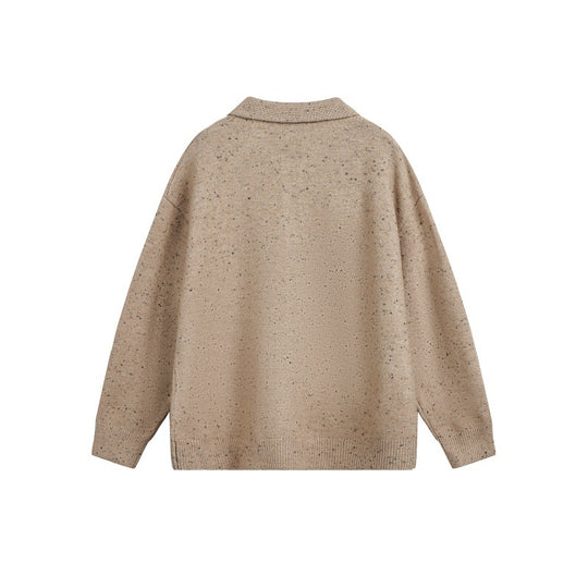 Damen Oversize-Polo-Pullover aus Mélange-Feinstrick mit Polokragen und Knopfleiste Nord Taschen