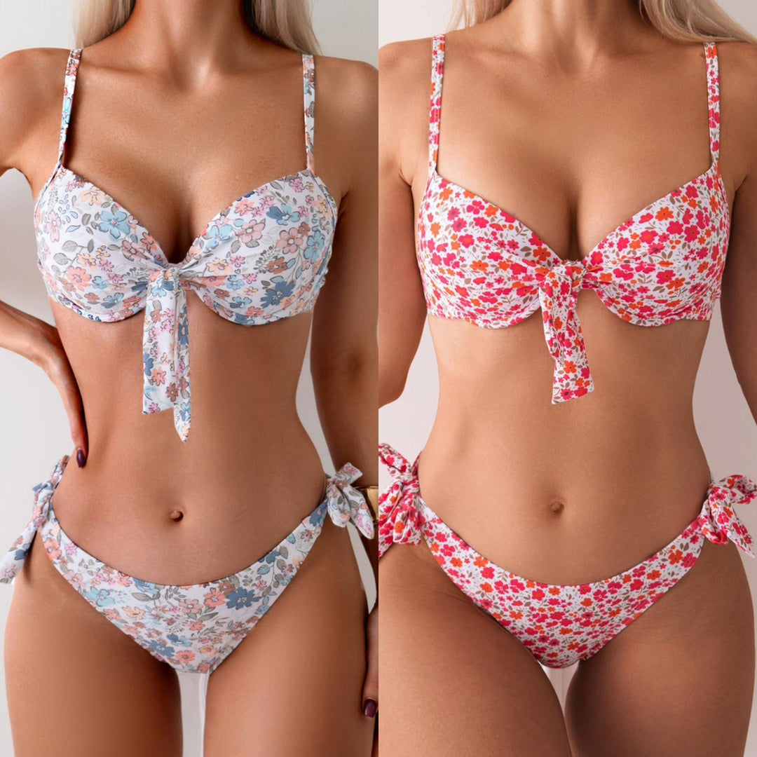 Damen Push-Up Bikini mit verspielter Schleifenbindung
