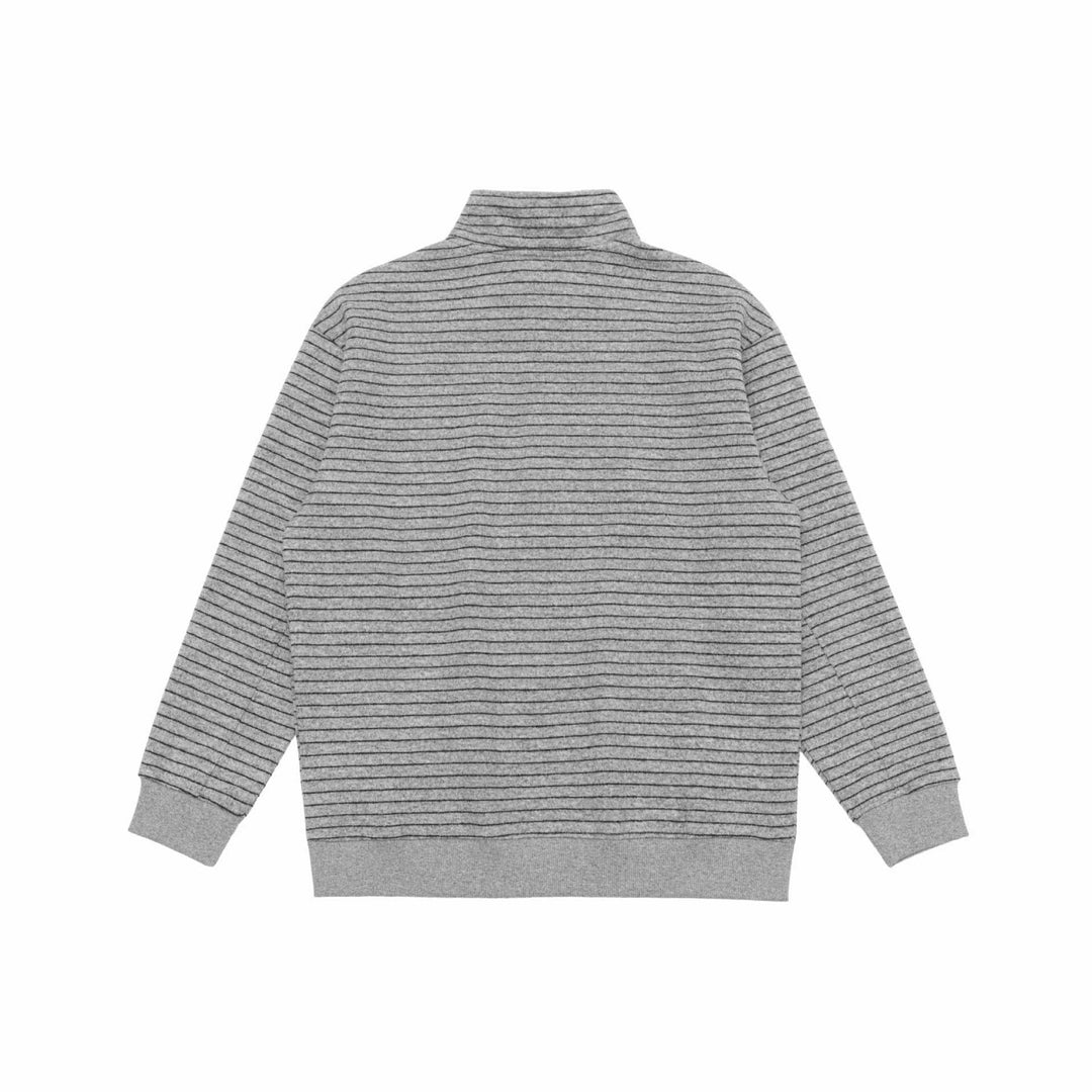 Herren Feinstrick-Halbzip-Pullover mit Stehkragen und feinen Streifen Nord Taschen