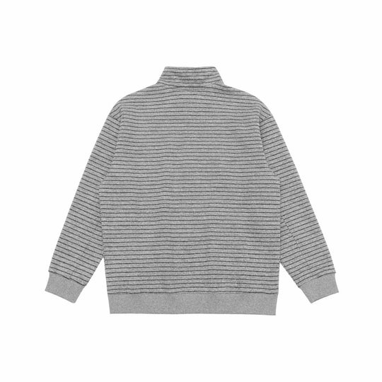 Herren Feinstrick-Halbzip-Pullover mit Stehkragen und feinen Streifen Nord Taschen