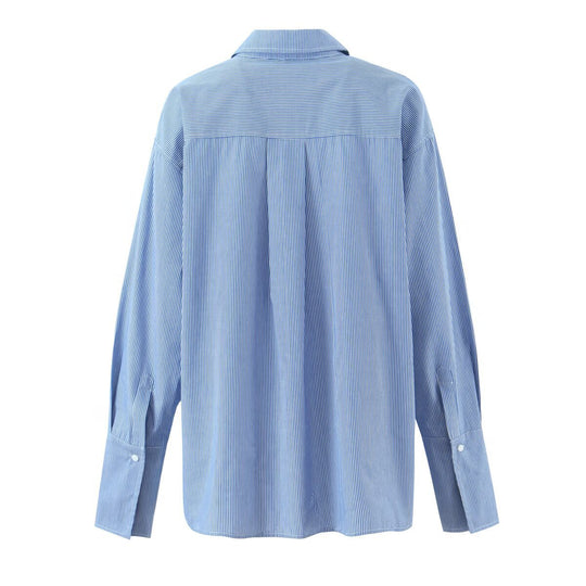 Damen Oversize-Hemdbluse mit Brusttasche und verlängerten Manschetten Nord Taschen