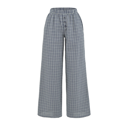 Damen Weite High-Waist Palazzo-Hose mit Gummibund und Knopfblende Nord Taschen