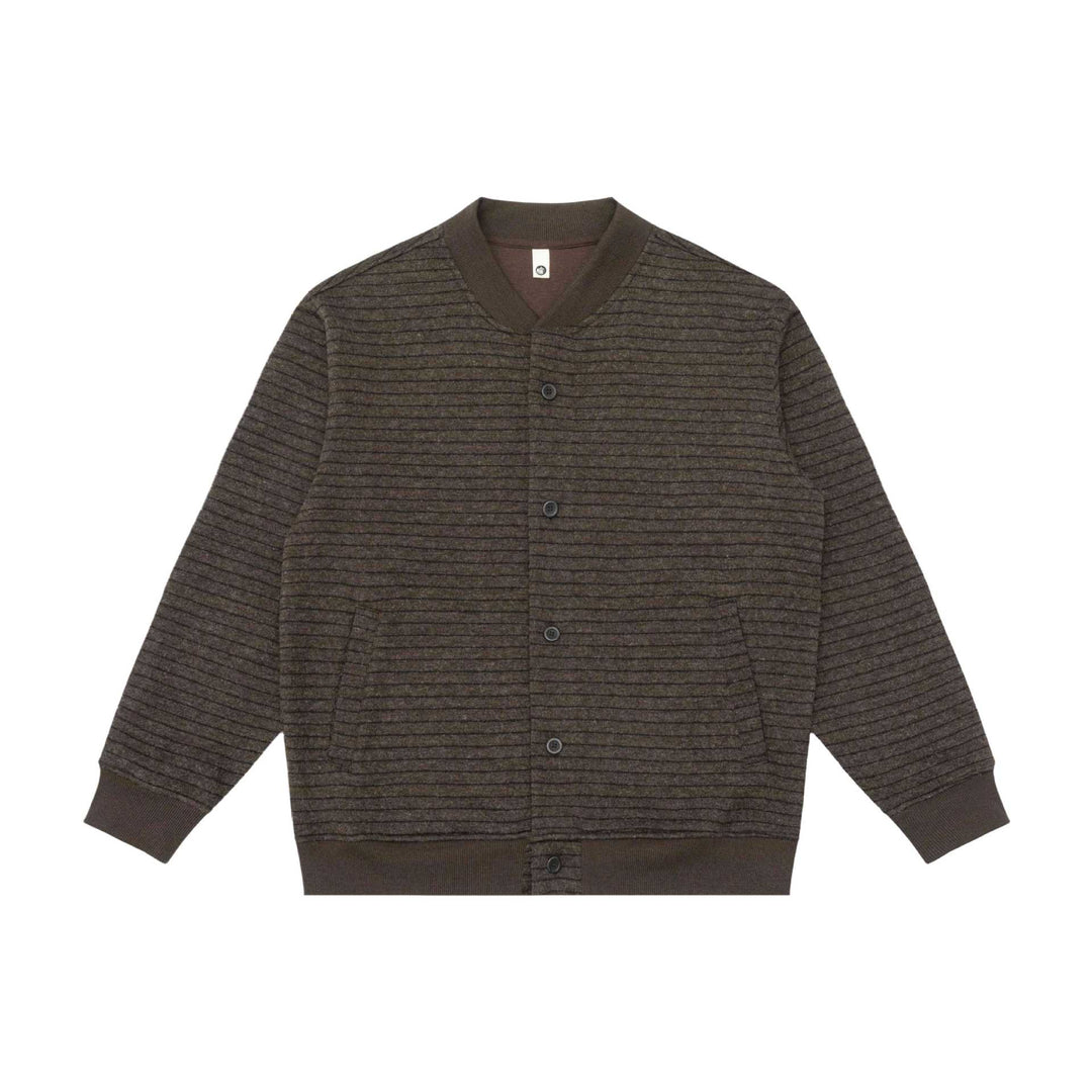 Herren Gestreifte Strick-Cardigan-Jacke mit V‑Ausschnitt und gerippten Bündchen Nord Taschen