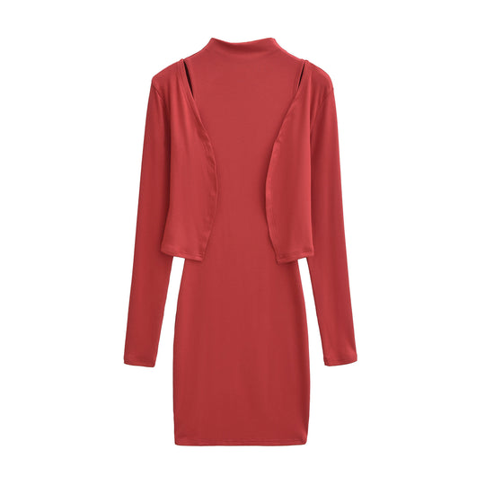 Damen Figurnahes Midikleid mit integriertem Bolero und Stehkragen Nord Taschen