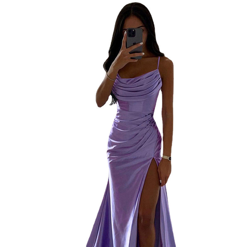 Damen Maxikleid mit schickem Seitenschnitt und eleganter Drapierung