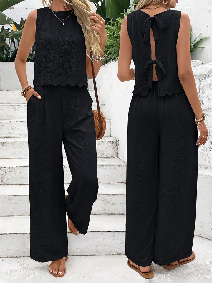 Damen Jumpsuit mit elegantem Rückenausschnitt und weitem Bein