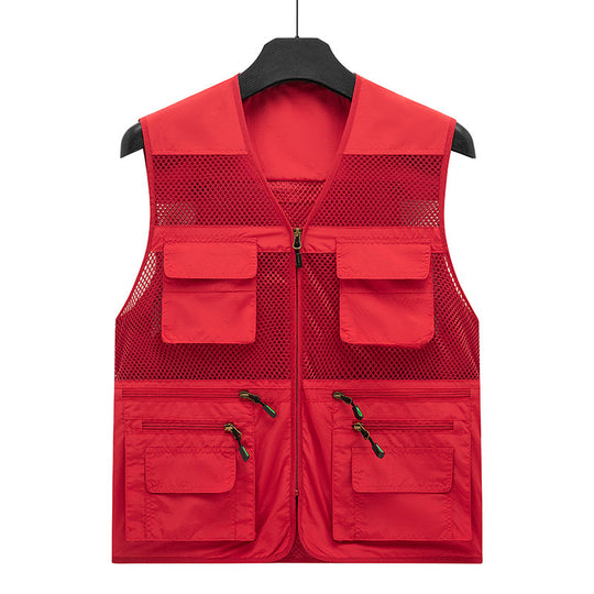 Herren Multifunktionale Mesh-Utility-Weste mit Reißverschluss und Mehrfach-Taschen Nord Taschen