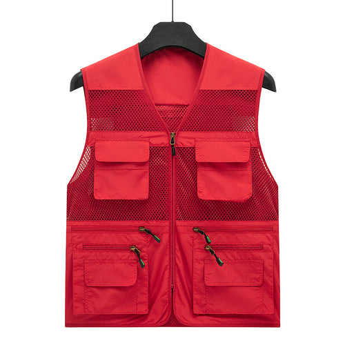 Herren Multifunktionale Mesh-Utility-Weste mit Reißverschluss und Mehrfach-Taschen Nord Taschen