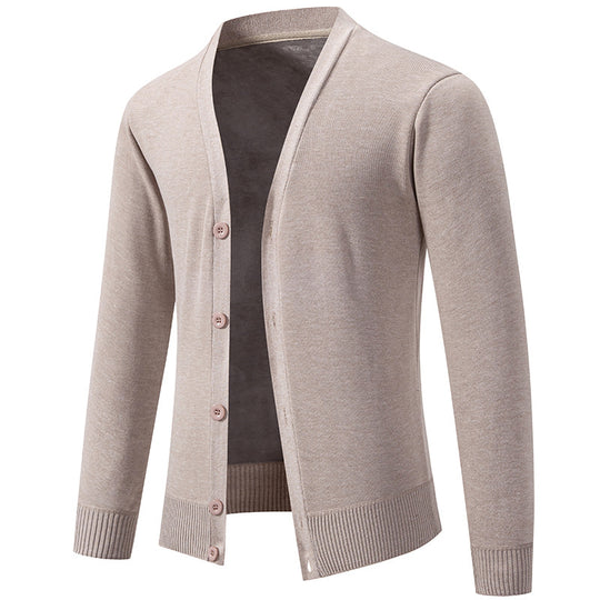Herren Feinstrick-Cardigan mit V-Ausschnitt, schmaler Silhouette und Rippabschlüssen Nord Taschen