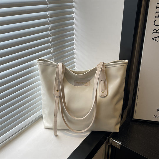 Damen elegante Ledereinkaufstasche mit schimmerndem Finish und abnehmbaren Schulterriemen Nord Taschen