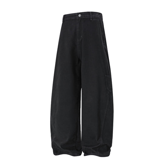 Damen Hochtaillierte Extraweite Workwear‑Hose mit Ballonbein und Cargotasche Nord Taschen