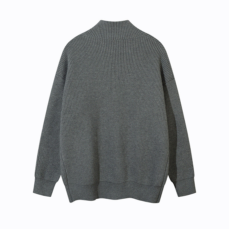 Unisex Oversize-Strickjacke mit Stehkragen und durchgehender Knopfleiste Nord Taschen