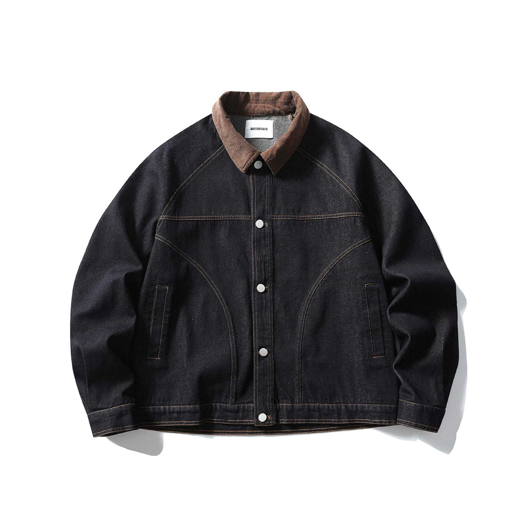 Herren Boxy-Jeansblouson mit Cordkragen und Druckknopfleiste Nord Taschen
