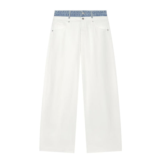 Damen High‑Waist Culotte-Jeans mit weitem Bein und kontrastierendem Jeansbund Nord Taschen