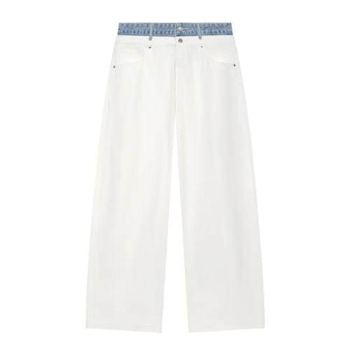 Damen High‑Waist Culotte-Jeans mit weitem Bein und kontrastierendem Jeansbund Nord Taschen