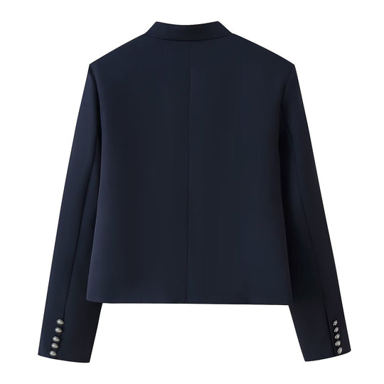 Damen Military-inspirierte Kurzjacke mit Stehkragen und Zierkordeln Nord Taschen