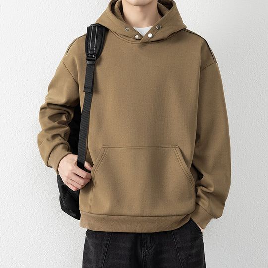 Herren Oversize-Kapuzenpullover mit Kängurutasche & Druckknopf-Hals Nord Taschen