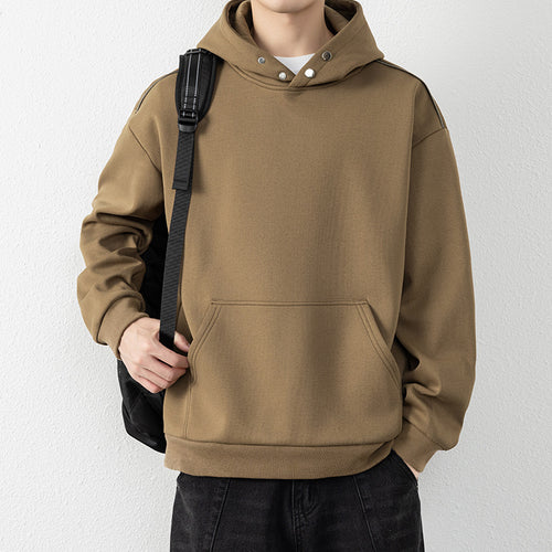 Herren Oversize-Kapuzenpullover mit Kängurutasche & Druckknopf-Hals Nord Taschen