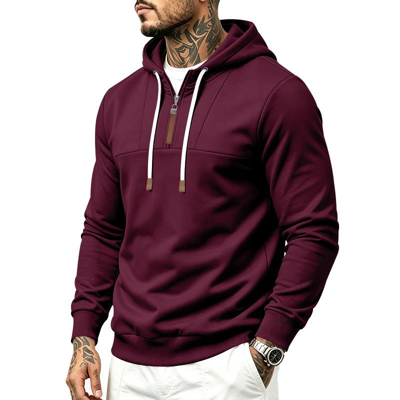 Herren Moderner Halbzip-Hoodie aus French Terry mit Zierriegel und Kordelzug Nord Taschen