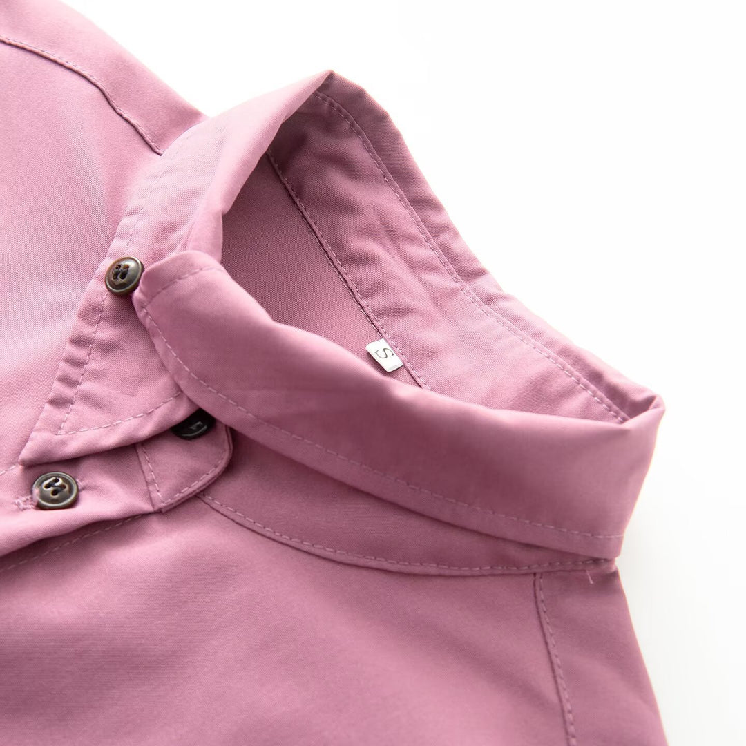 Damen Oversized Utility-Hemdbluse mit überschnittener Schulter, Pattentaschen und Stehkragen Nord Taschen