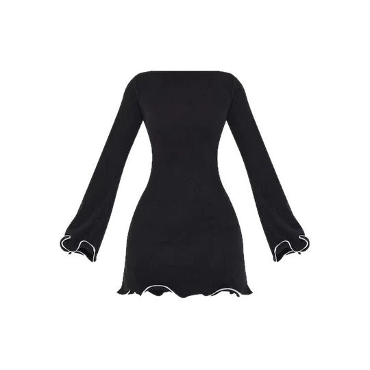 Damen Elegantes Minikleid mit Rüschenärmeln Nord Taschen