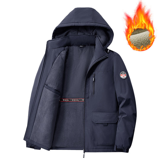 Herren Wind- und Wasserabweisender Kapuzenparka mit weichem Fleece-Innenfutter und Multifunktionstaschen Nord Taschen