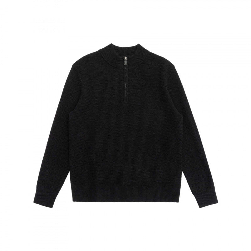 Herren Strukturstrick-Pullover mit Halbreißverschluss, Stehkragen und Oversize-Silhouette Nord Taschen