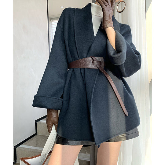 Damen Wickeljacke mit Taillengürtel Nord Taschen