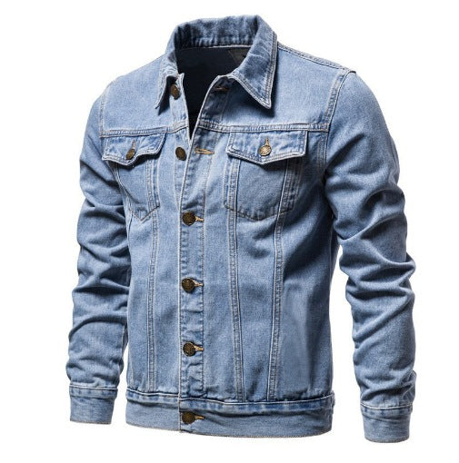 Herren Denim-Truckerjacke Slim Fit mit vintage Metallknöpfen und vertikaler Nahtführung Nord Taschen