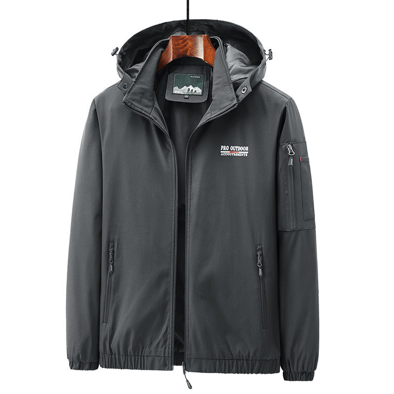 Herren Leichte Softshell-Outdoorjacke mit Kapuze, Ärmeltasche und Reißverschlusstaschen Nord Taschen