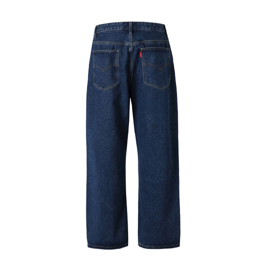 Damen Hochtaillierte gerade geschnittene Denim-Jeans mit weitem Bein Nord Taschen