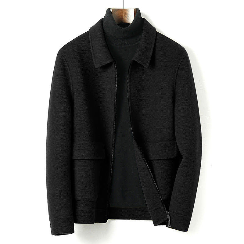 Herren Wollmix-Übergangsjacke mit Stehkragen, Reißverschluss und Pattentaschen Nord Taschen