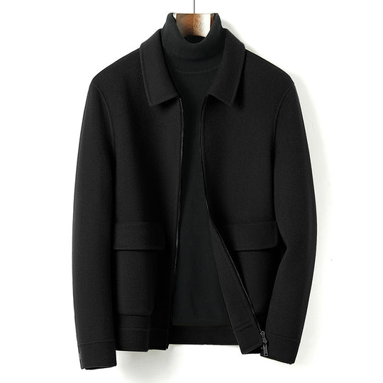 Herren Wollmix-Übergangsjacke mit Stehkragen, Reißverschluss und Pattentaschen Nord Taschen