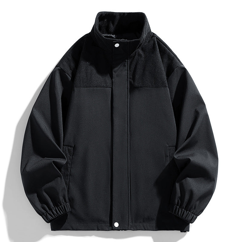 Damen Oversize-Übergangsjacke mit Cordbesatz und Stehkragen Nord Taschen