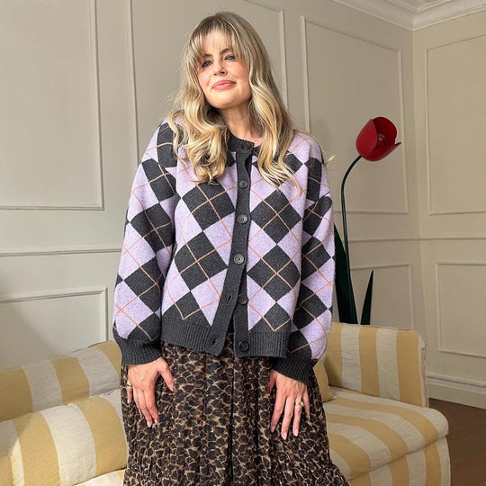 Damen Argyle-Strickjacke mit kastiger Silhouette und großer Knopfleiste Nord Taschen