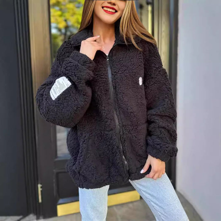 Damen Fleecejacke mit weichem Innenfutter und hoher Kragen