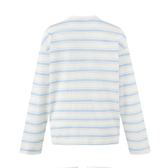 Damen Gestreiftes Langarm-Henleyshirt aus leichter Baumwollmischung Nord Taschen