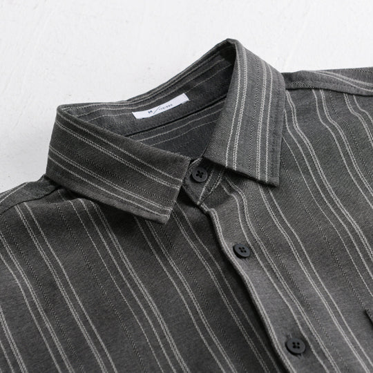 Herren Relaxed-Stripe Hemdjacke aus feinem Baumwoll-Twill mit aufgesetzter Brusttasche Nord Taschen