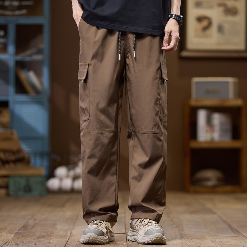 Herren Leichte Technical Cargo-Hose mit geradem Bein, Multifachtaschen und Kordelbund Nord Taschen